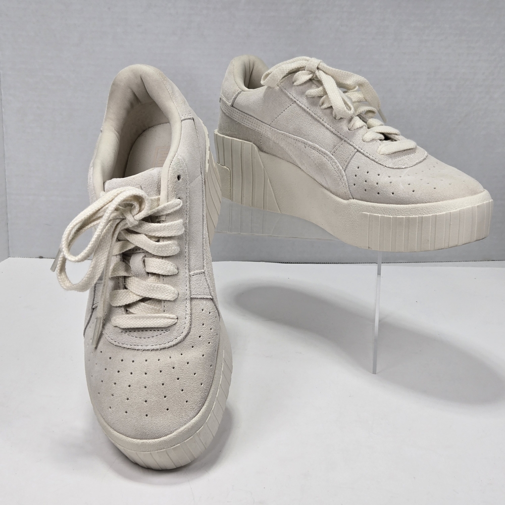 Puma Cali Wedge Women's Cream Suede Leather Platform Sneakers Size 9.5